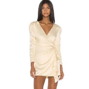 Song of Style Dala Satin Wrap Dress in Off White
